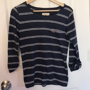 navy and white striped Hollister top